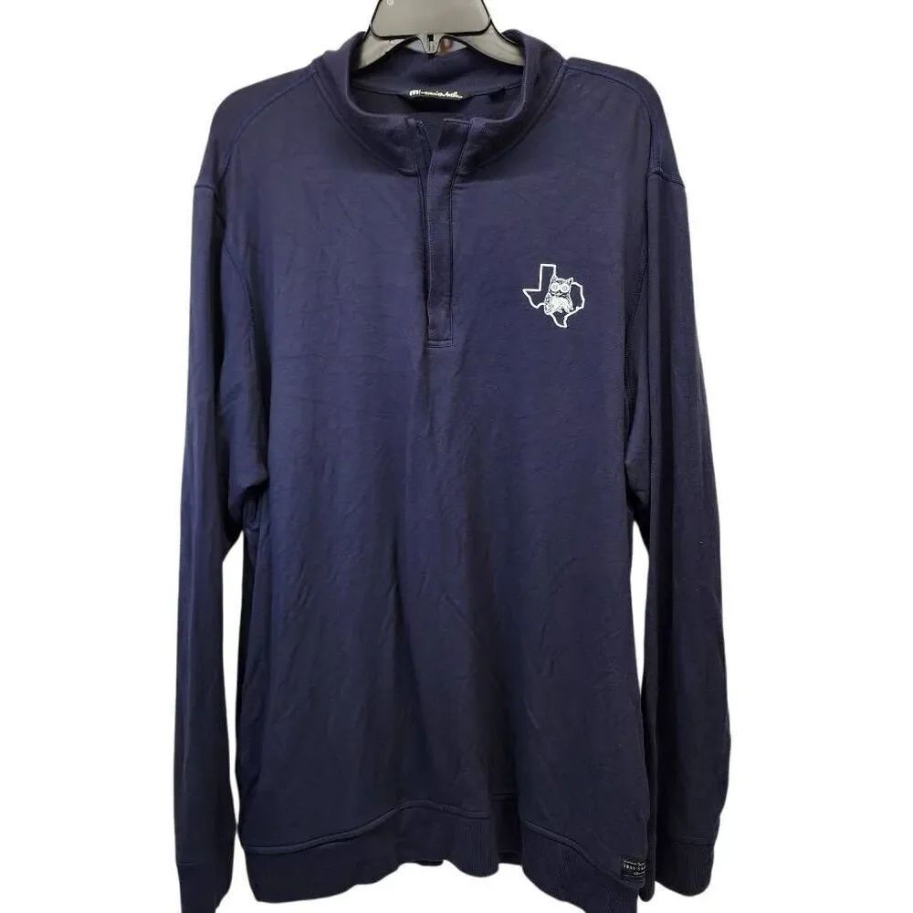 Travis Mathew Hooters Texas Owl Logo Quarter Zip Pullover Navy XXL